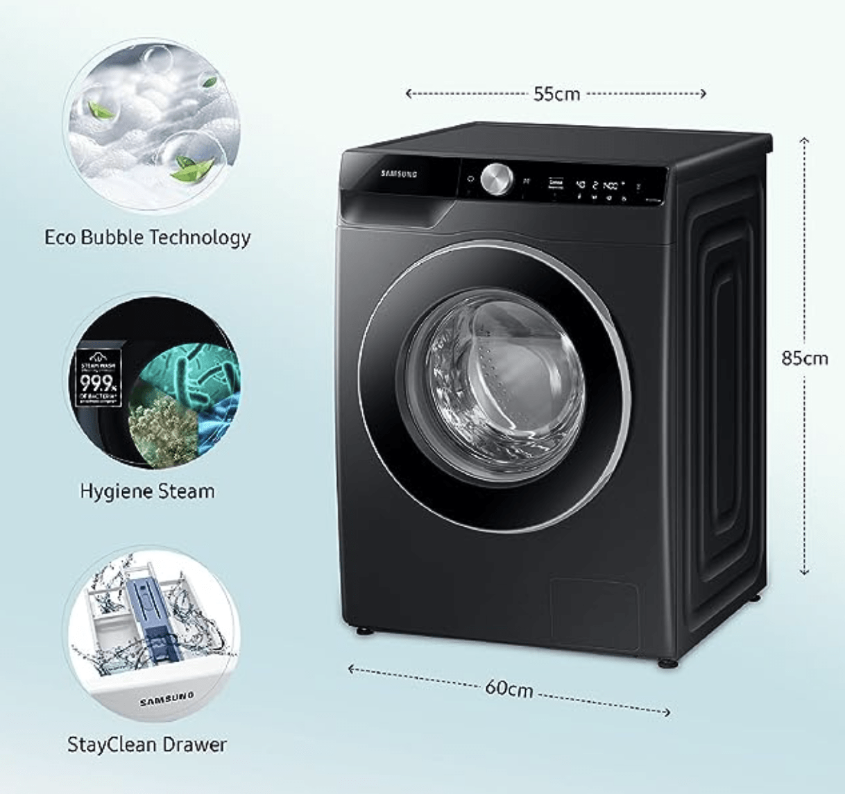 Samsung 8 Kg 5 Star Eco Bubble Technology, AI Control & Wi-Fi, Fully ...